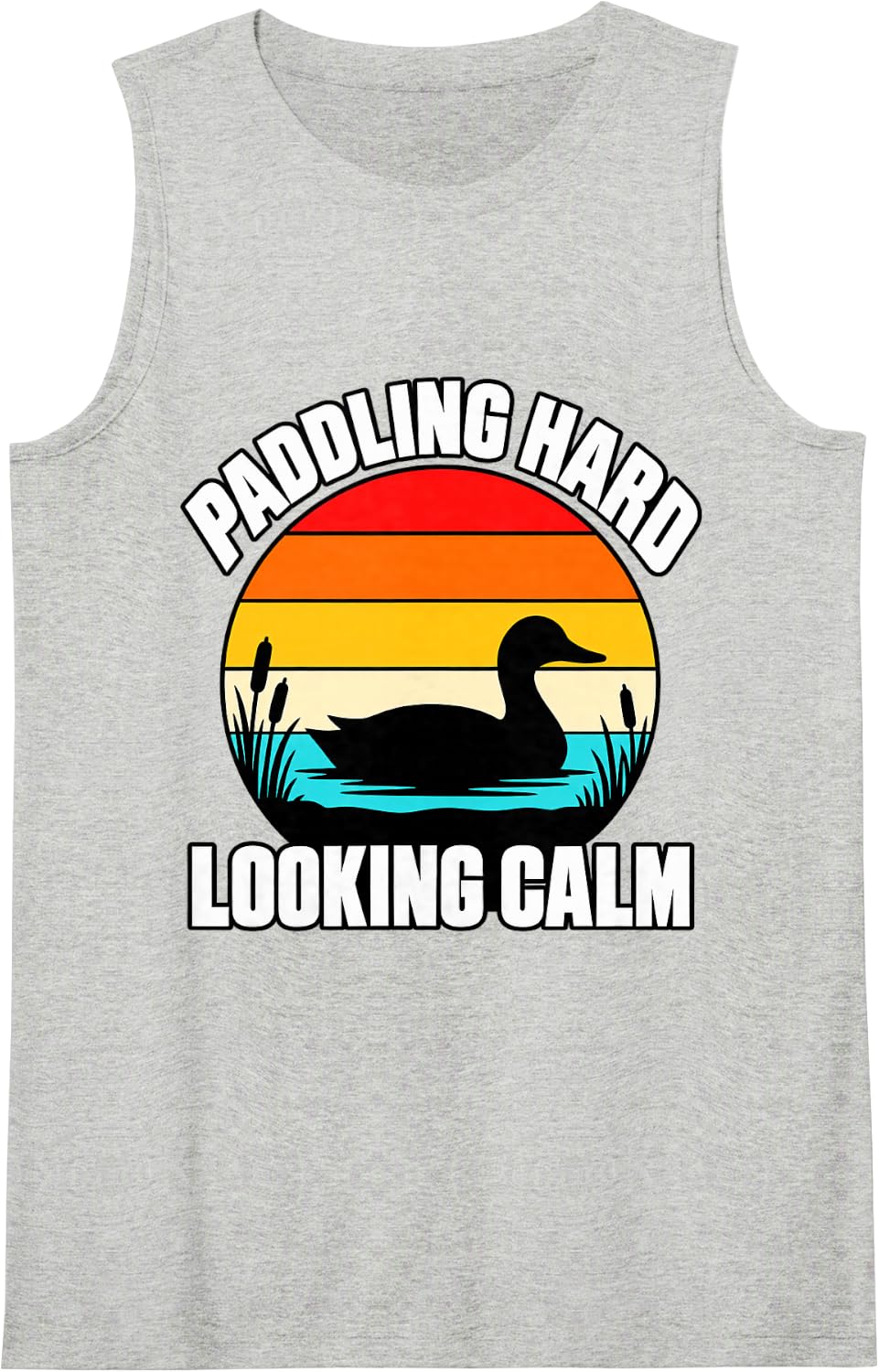 Duck Paddling Hard Looking Calm Quack Pond Funny Duck Sleeveless Tank Top - Heather Grey