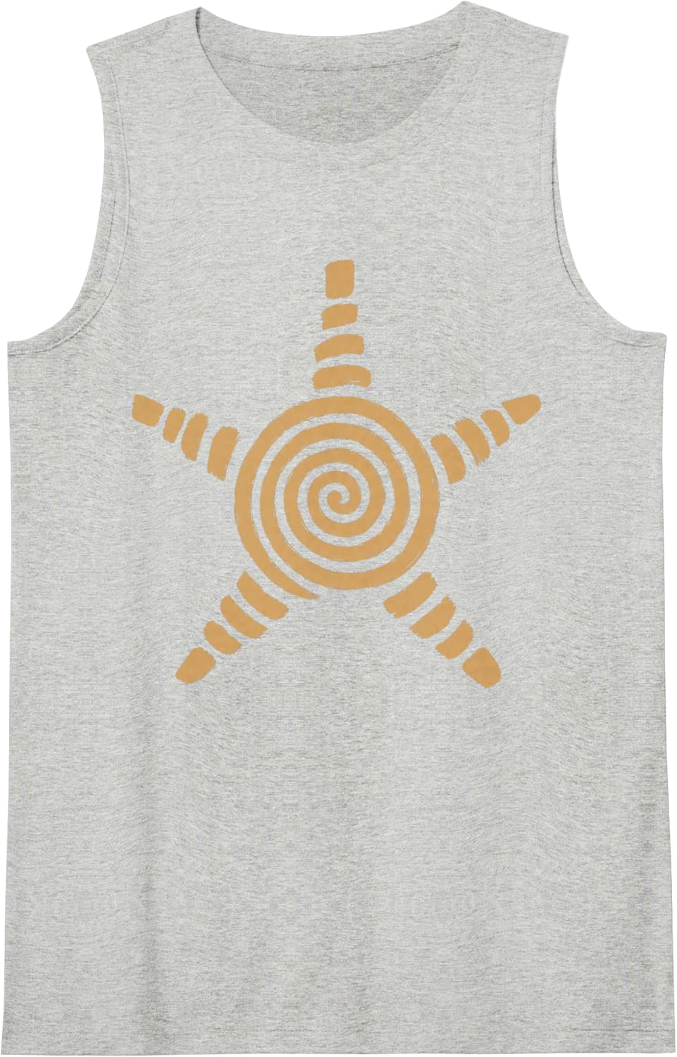 Spiral Star y2k Whimsy Grunge Vintage Alt Brown Graphic Art Sleeveless Tank Top - Heather Grey