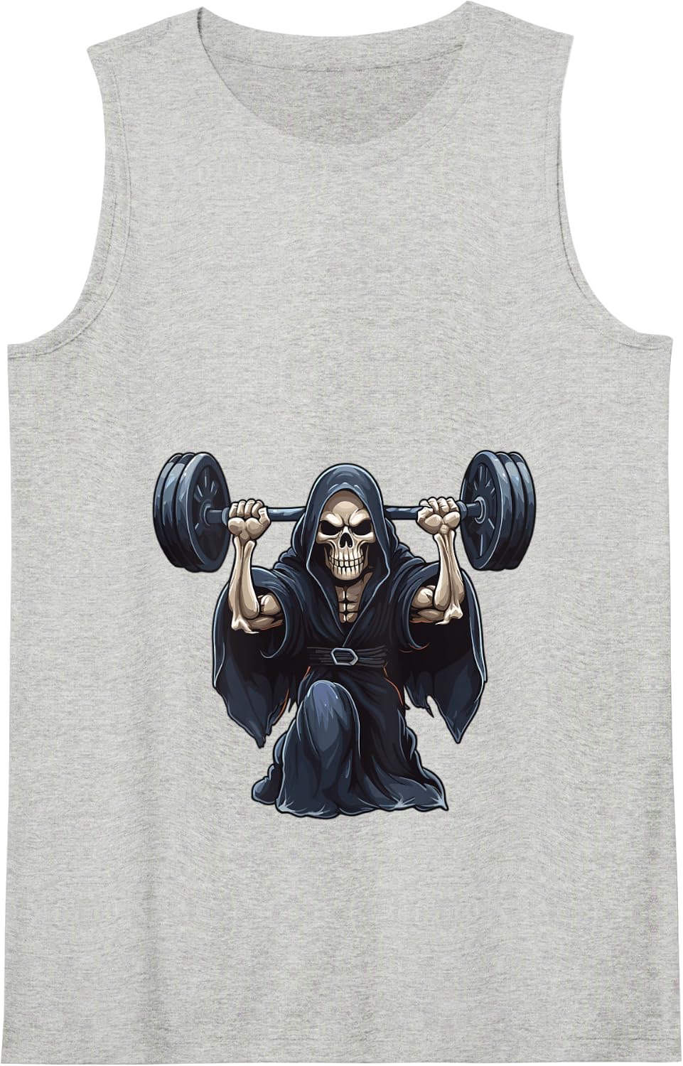 Muscle Deadlift Grim Reaper Darkness Fitness Tank Top - Heather Grey