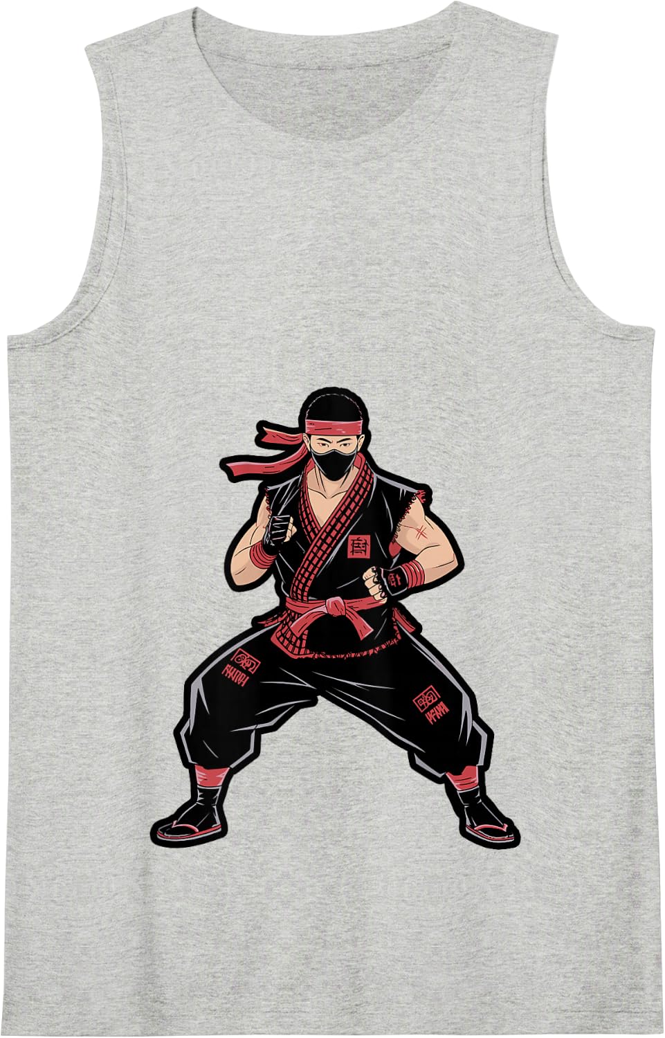Retro Fun Techwear Japanese Cyberpunk Martial Artist Tank Top - Heather Grey