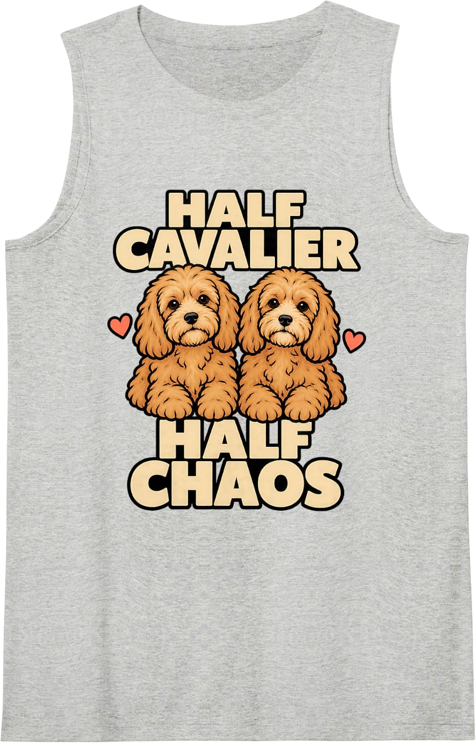 Cavapoo Half Cavalier Half Chaos Dog Owner Funny Doodle Sleeveless Tank Top - Heather Grey