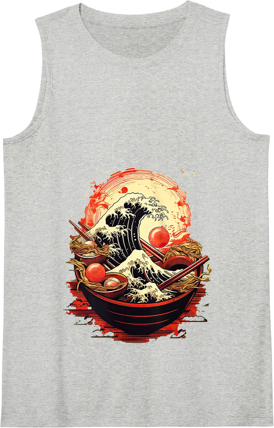 Great Ramen wave vintage japanese style Tank Top - Heather Grey