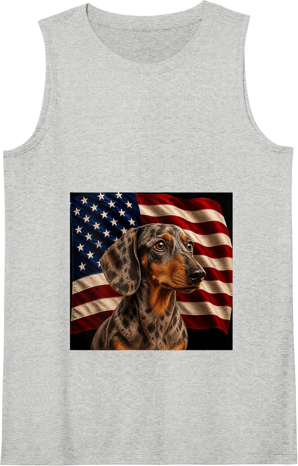 Dapple Dachshund Dog Patriotic 4th July USA Flag Dachshund Tank Top - Heather Grey