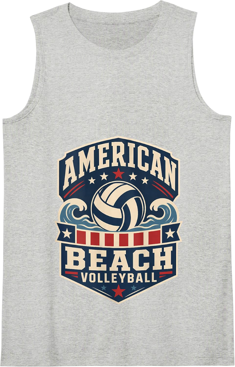 Beach Volleyball Retro Red White and Blue Tank Top - Heather Grey
