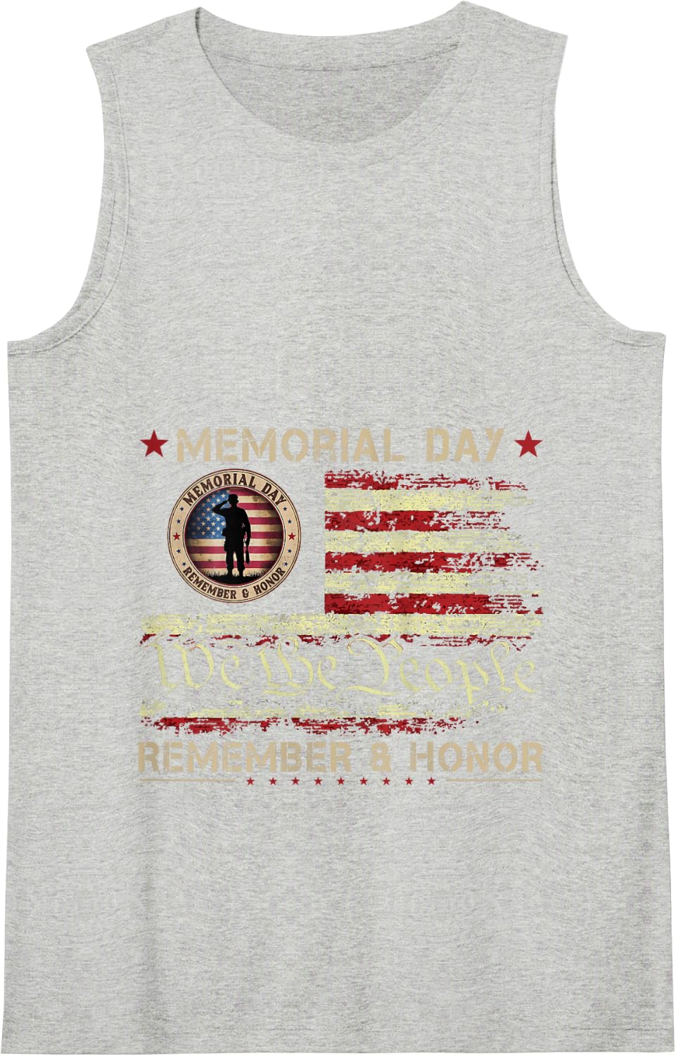 Veterans Day 2026 USA Memorial Day Red Poppy Flower Military Tank Top - Heather Grey