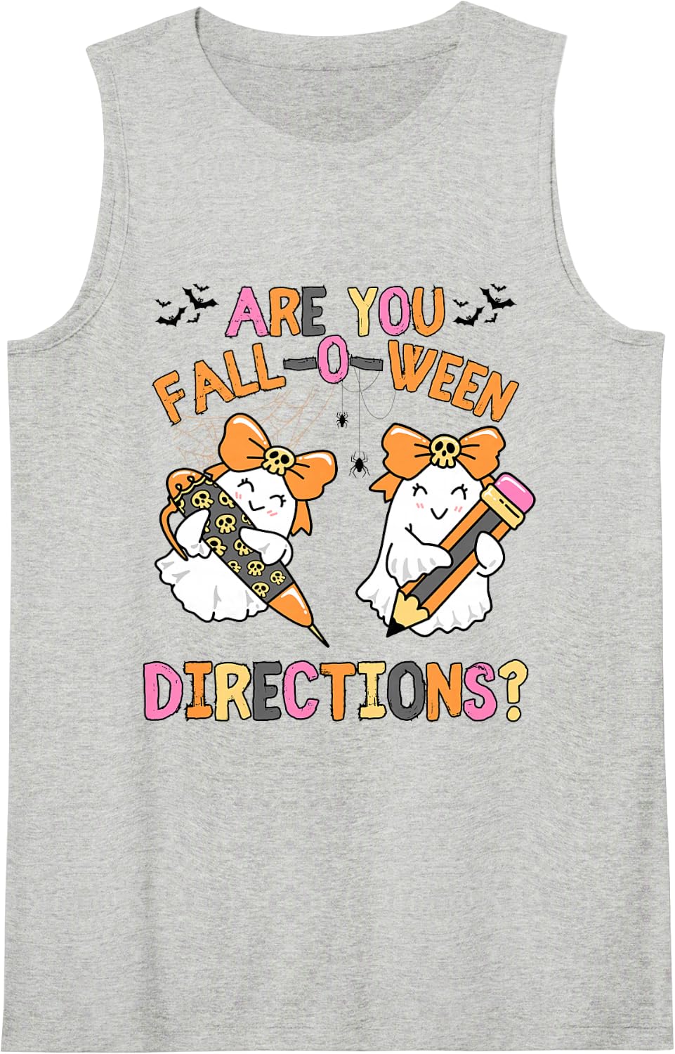 are You Fall O Ween Directions Funny Fall Halloween Teacher Sleeveless Tank Top - Heather Grey