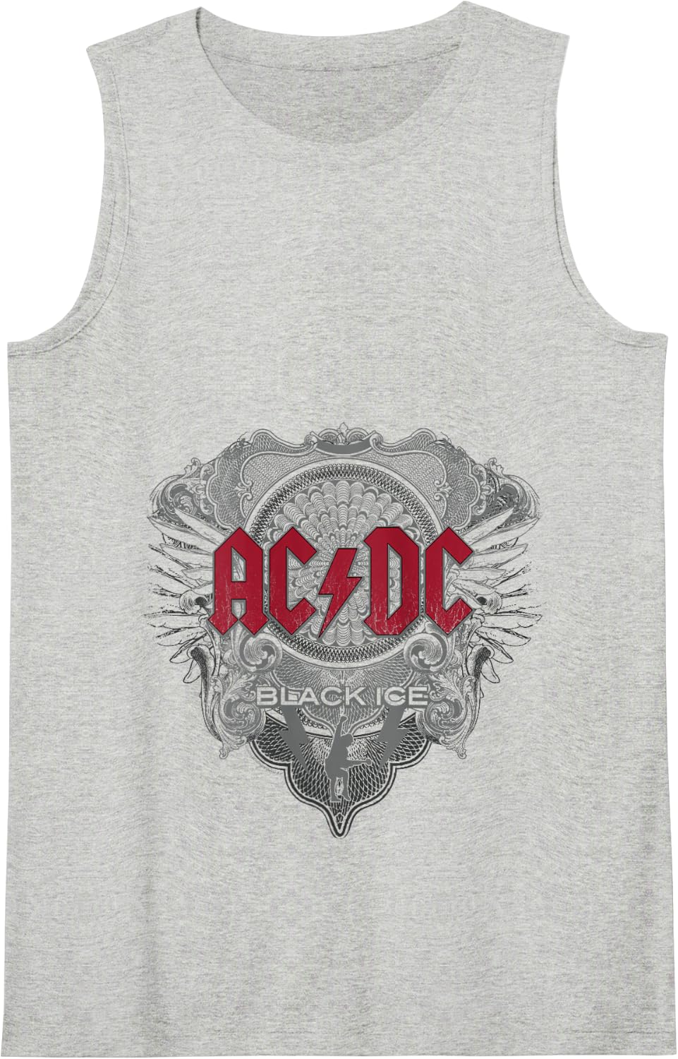 Official AC/DC Black Ice with Red Rock Band Music Logo Tank Top - Heather Grey