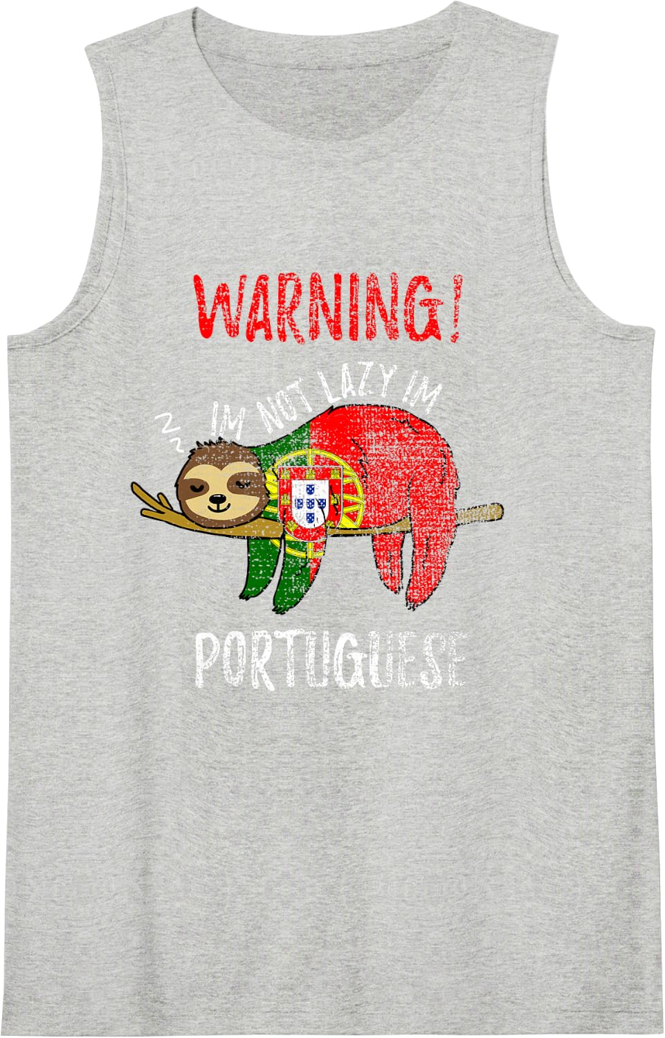 Portugal Flag Sloth Im Not Lazy Im Portuguese Vintage Tank Top - Heather Grey