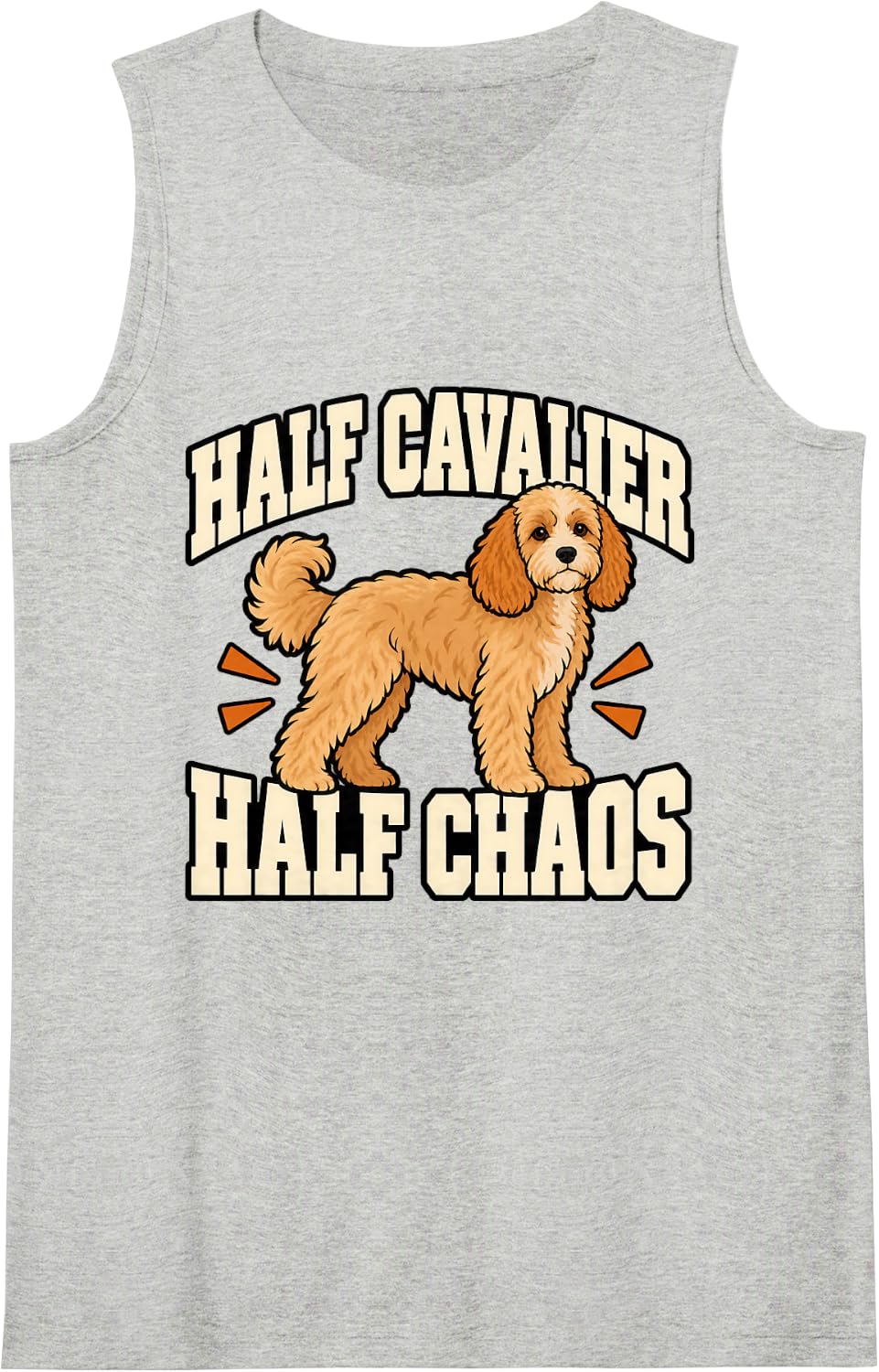Cavapoo Half Cavalier Half Chaos Dog Mom Funny Doodle Sleeveless Tank Top - Heather Grey