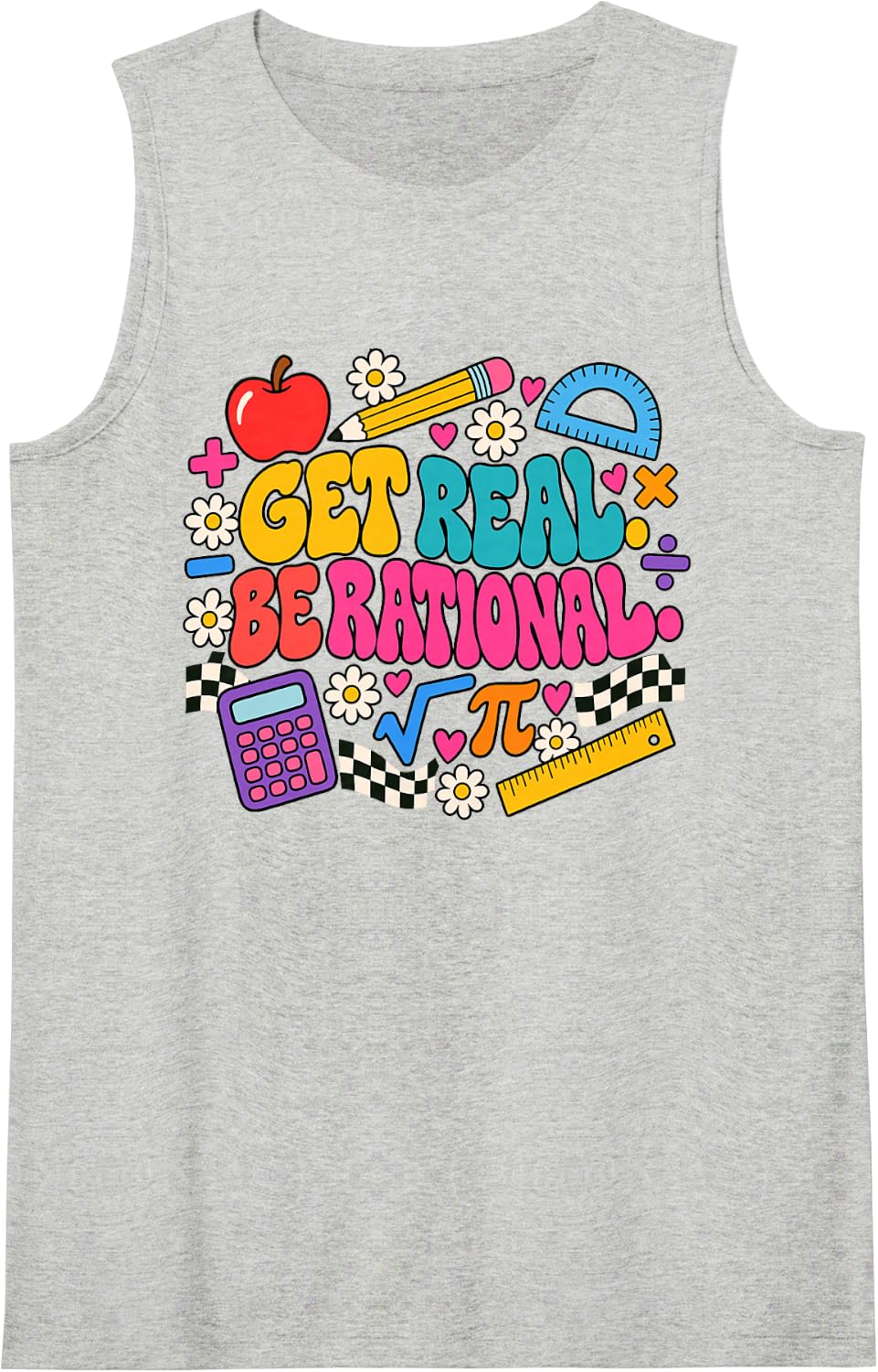 Groovy Math Teacher Student Rational Pun Classroom Sleeveless Tank Top - Heather Grey