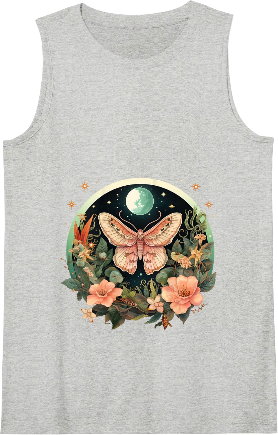 Luna Moth Grunge Fairycore Naturecore Witchy Dark Academia Tank Top - Heather Grey