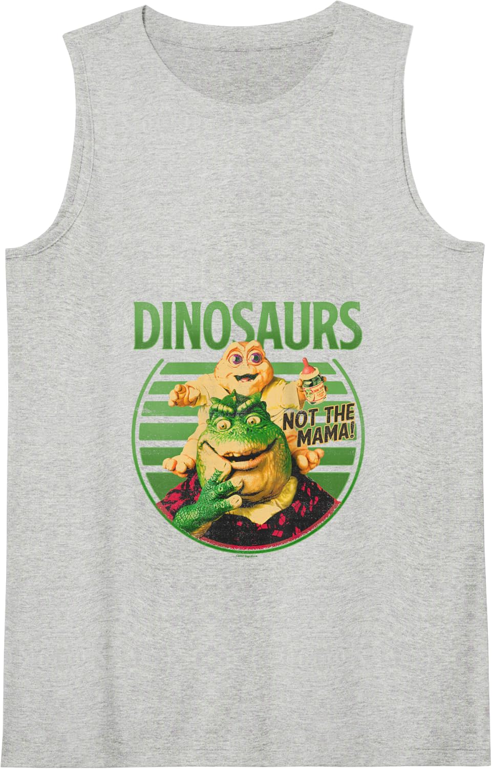 Dinosaurs Not The Mama! Baby & Earl Sinclair Big Retro Logo Tank Top - Heather Grey