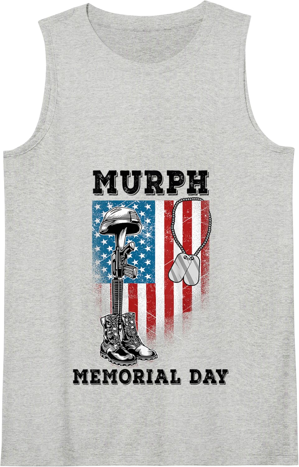 Murph 2021 Workout Challenge American Memorial Day Murph Tank Top - Heather Grey