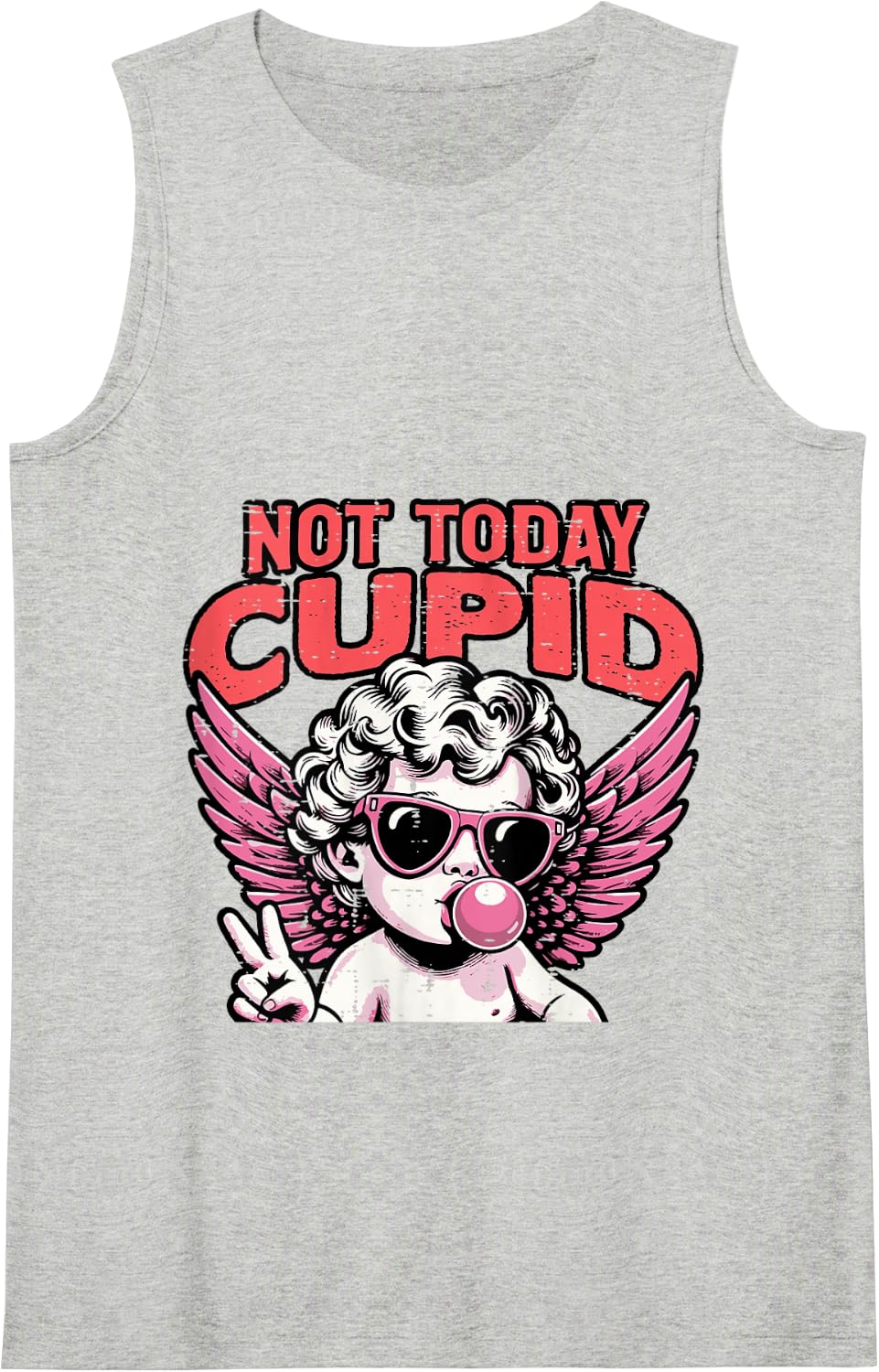 Anti Valentines Day Not Today Cupid Funny Humor Women Men Tank Top - Heather Grey