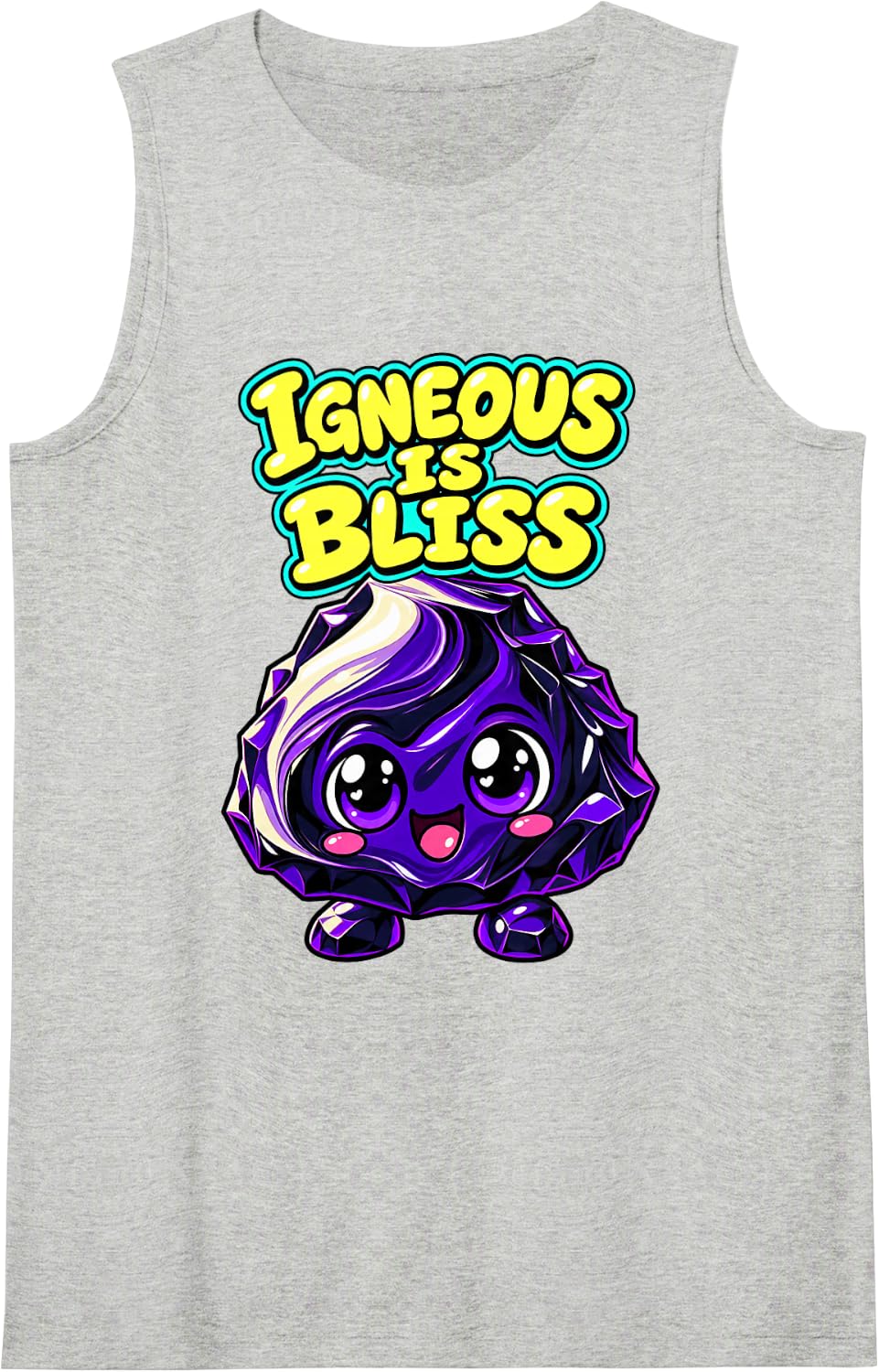 Geology Igneous is Bliss Cute Rock Collector Girls Sleeveless Tank Top - Heather Grey