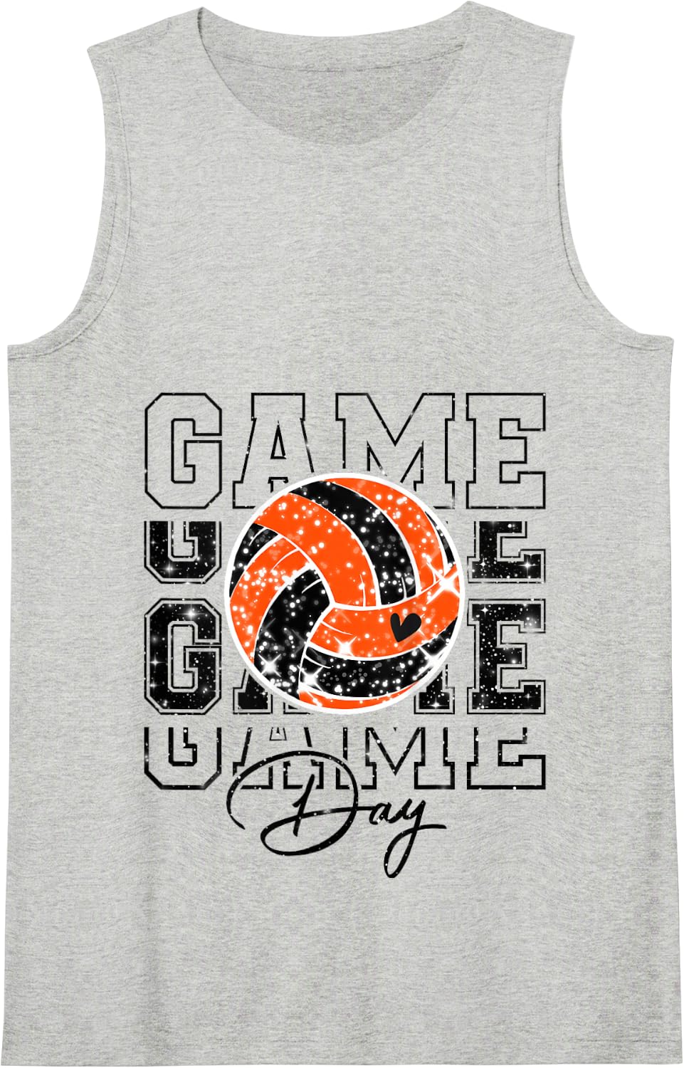 Volleyball Game Day Girls Volleyball Mom Orange & Black Tank Top - Heather Grey