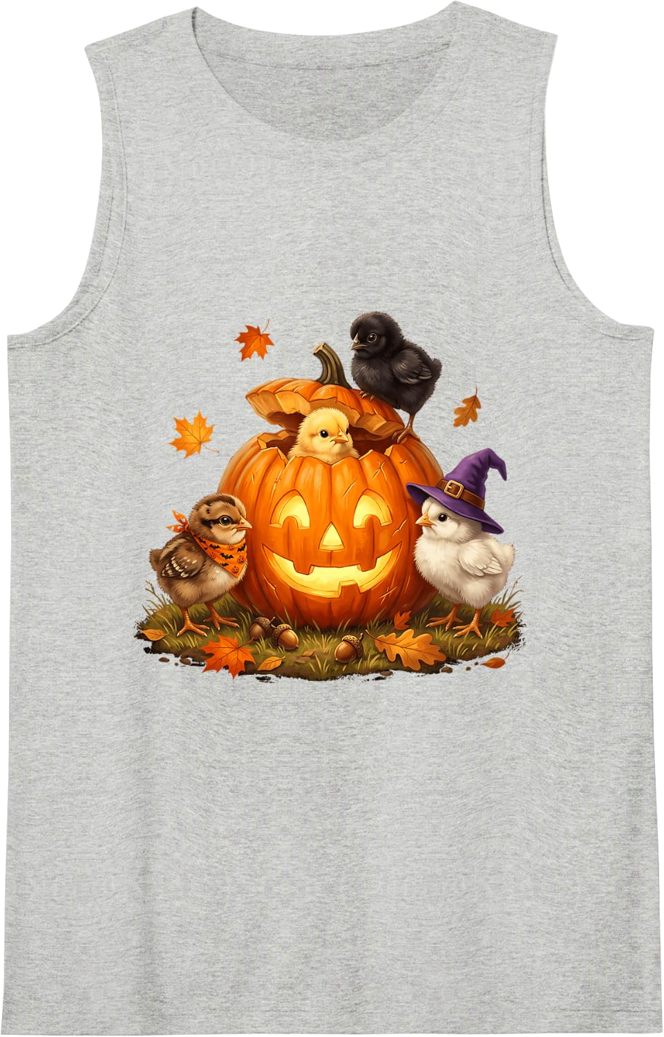 Halloween Chicken Pumpkin Spooky Season Costume Tank Top - Heather Grey