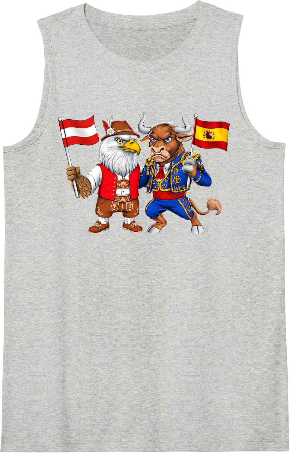 Spain Austria Flag Spanish Austrian Roots Spanish Heritage Sleeveless Tank Top - Heather Grey