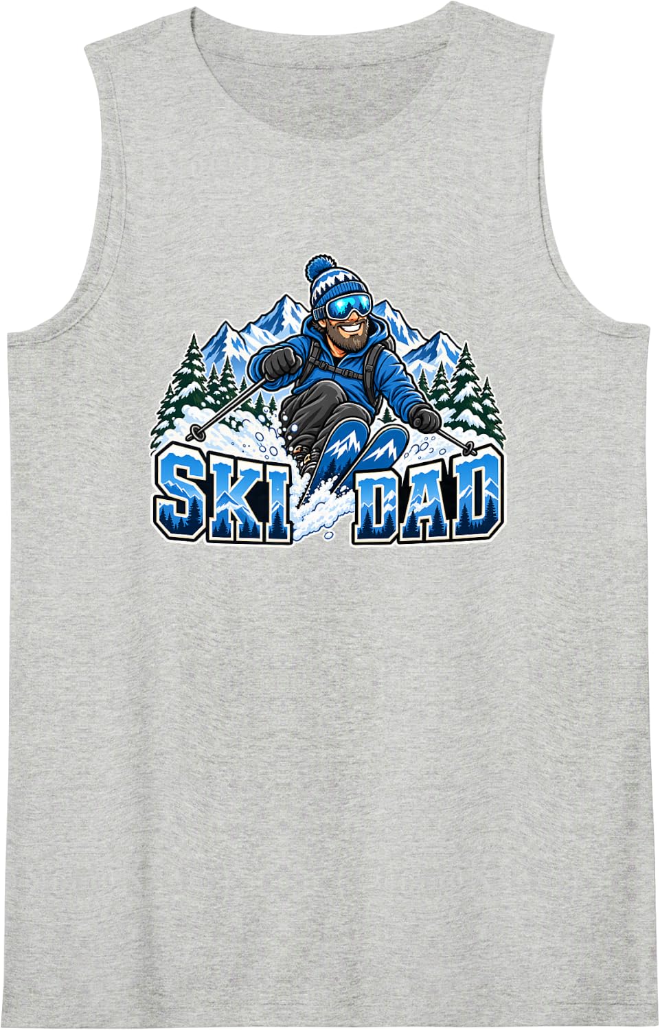 Ski Dad Winter Sports Mountain Snowboarding Skier Enthusiast Sleeveless Tank Top - Heather Grey