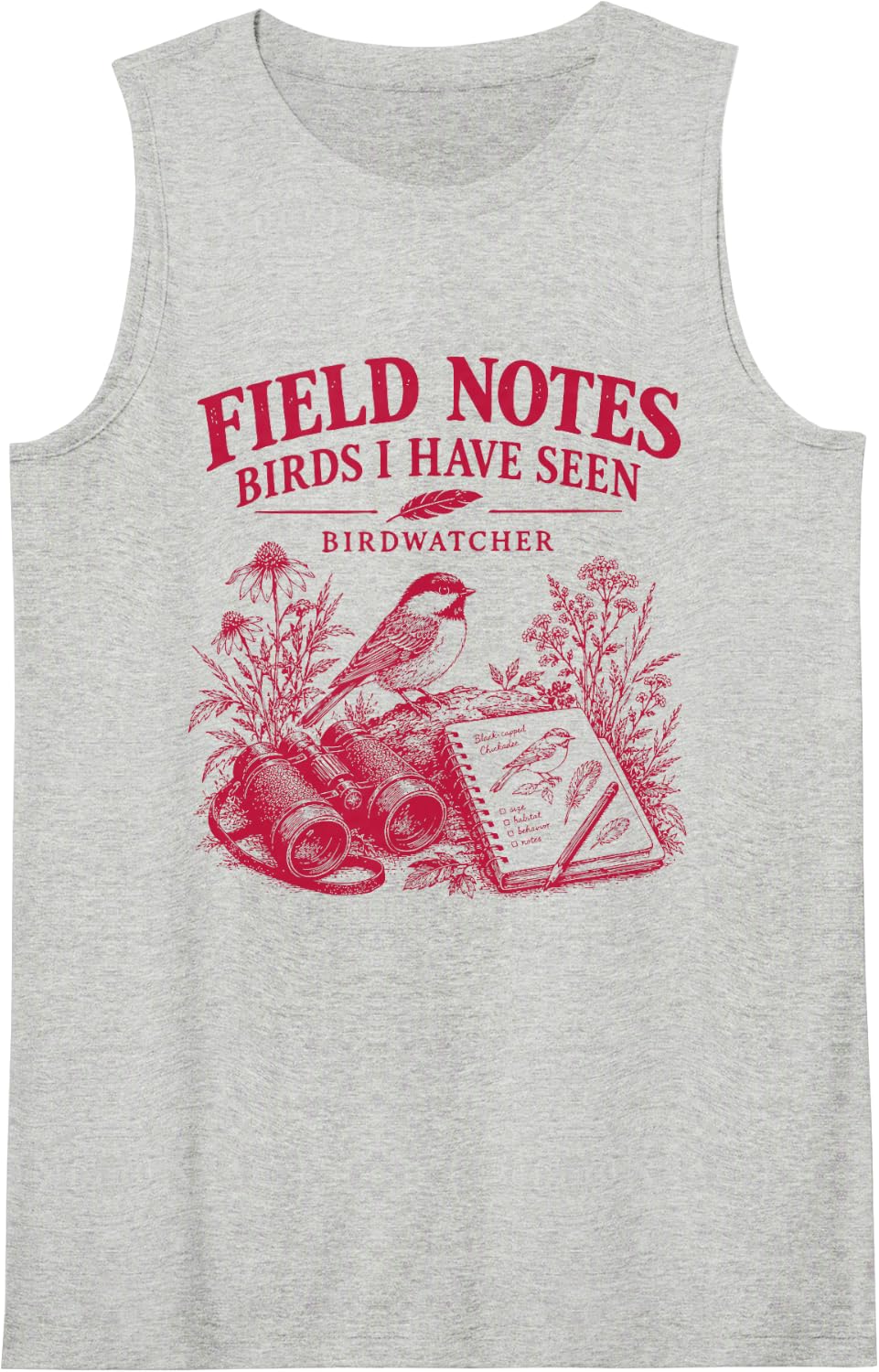 Field Notes Birds I Have Seen Birdwatcher Nature Journal Sleeveless Tank Top - Heather Grey