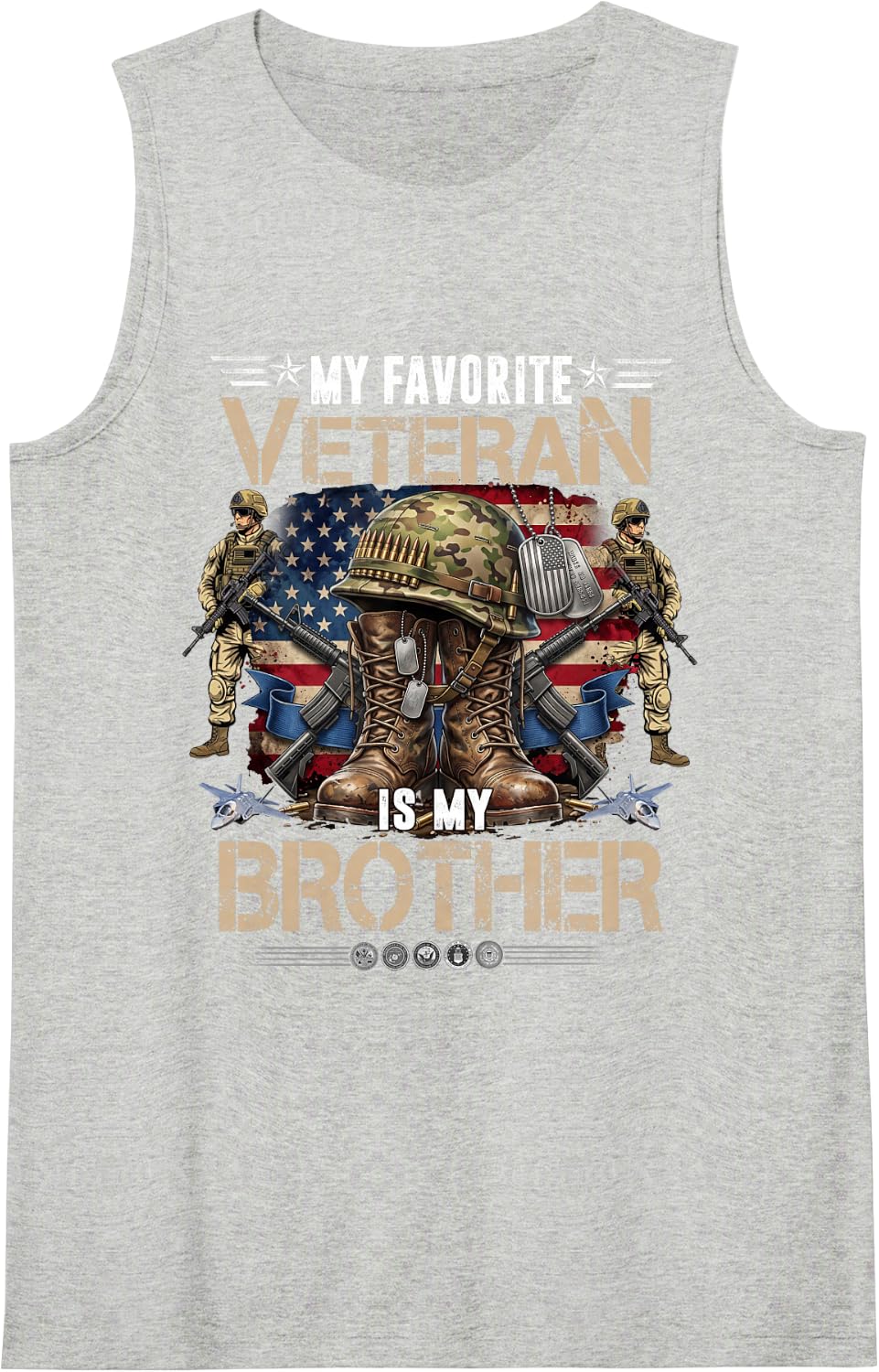 My Favorite Veteran is My Brother Father's Day Veteran Day Sleeveless Tank Top - Heather Grey