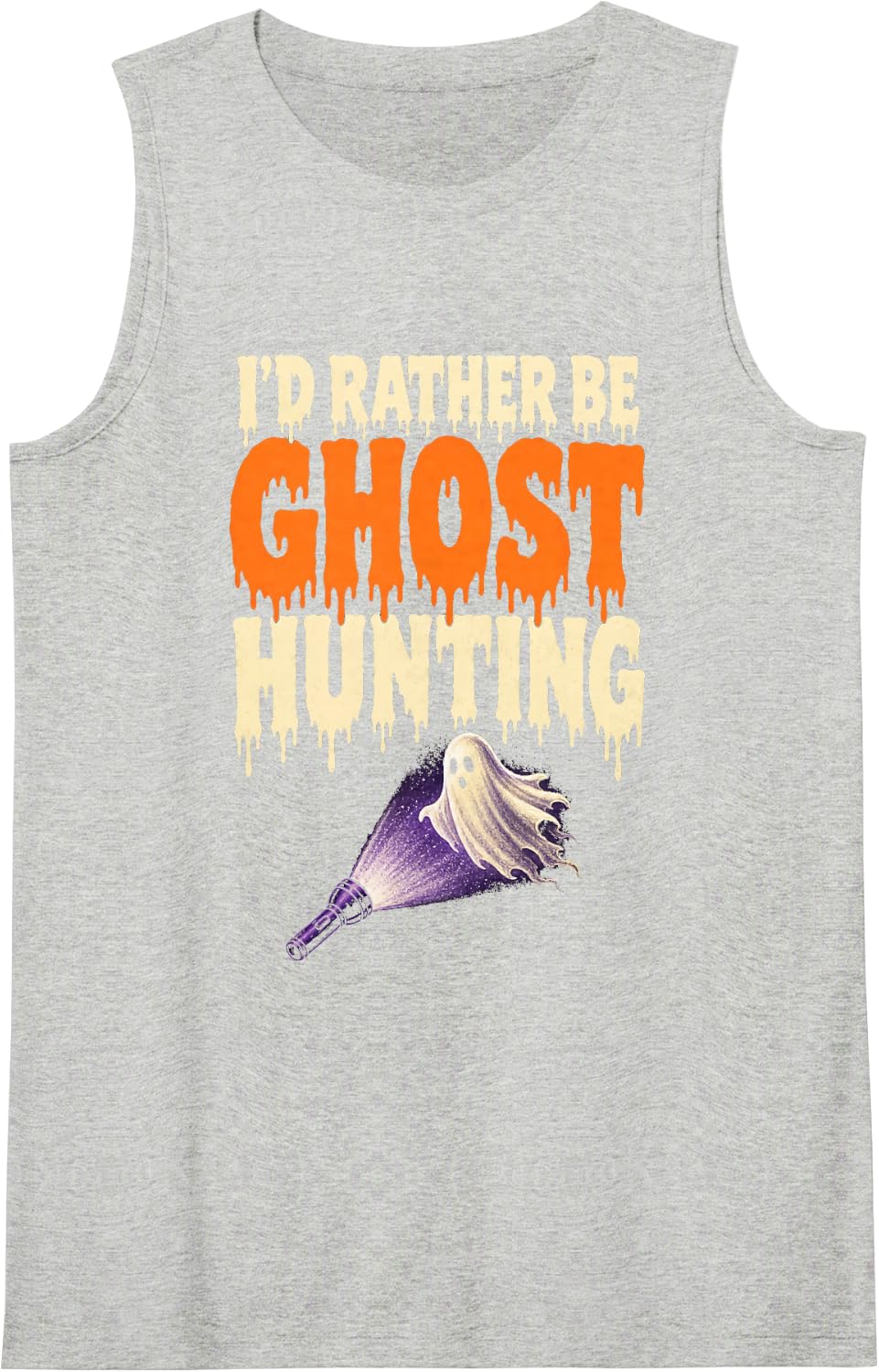 Halloween I'd Rather Be Ghost Hunting Retro Paranormal Tank Top - Heather Grey