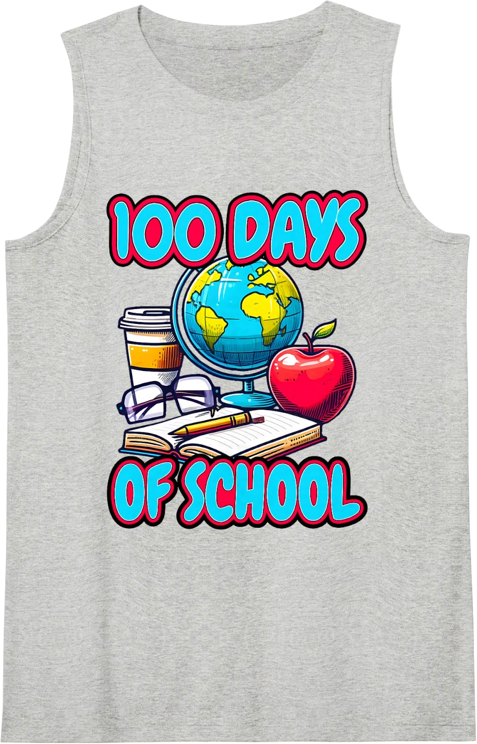 Back to School 100 Days of School Teacher Design Sleeveless Tank Top - Heather Grey