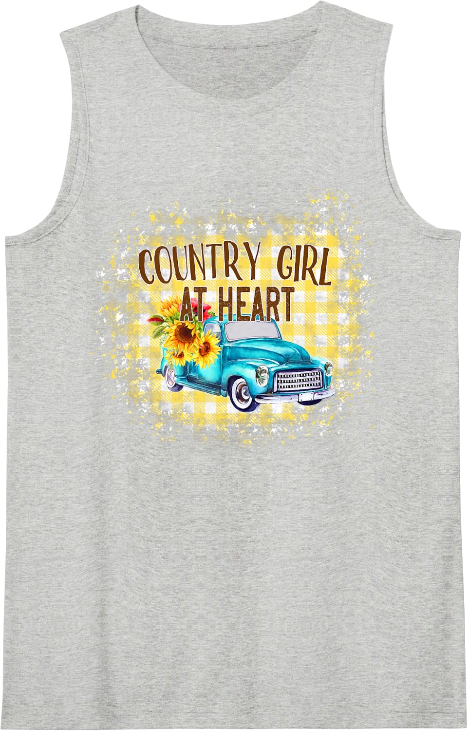 Country Girl at Heart Sleeveless Tank Top - Heather Grey