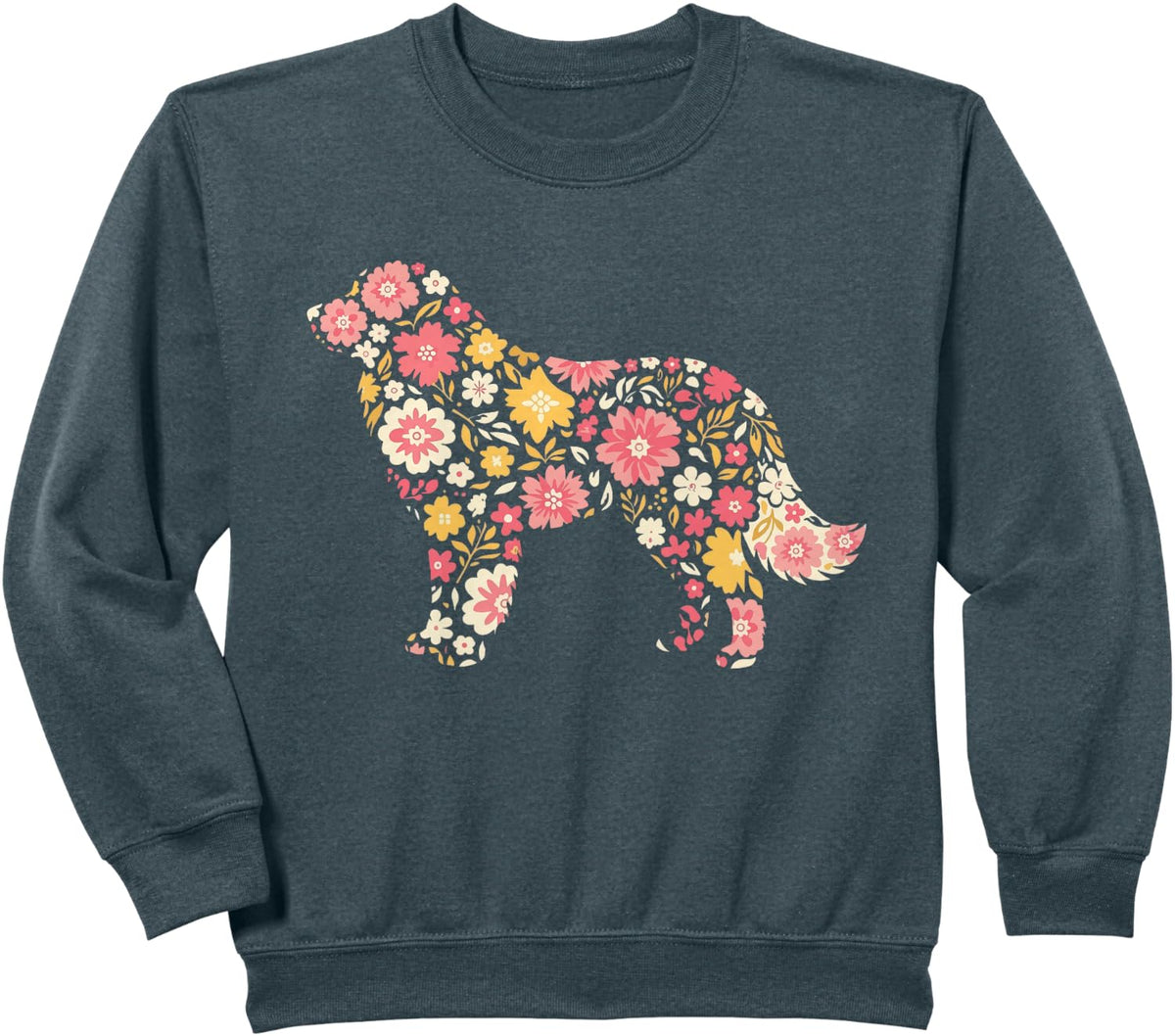 Great Pyrenees Floral Sweatshirt - Dark Heather Grey