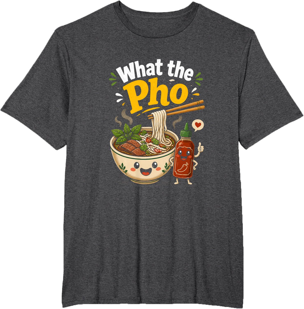 What the Pho Cute Ramen Bowl T-Shirt - Dark Heather Grey