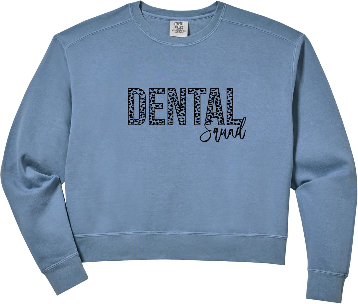 Women's Dental Squad Dental Assistant Dentist Comfort Colors Crop Sweatshirt - Blue Jean