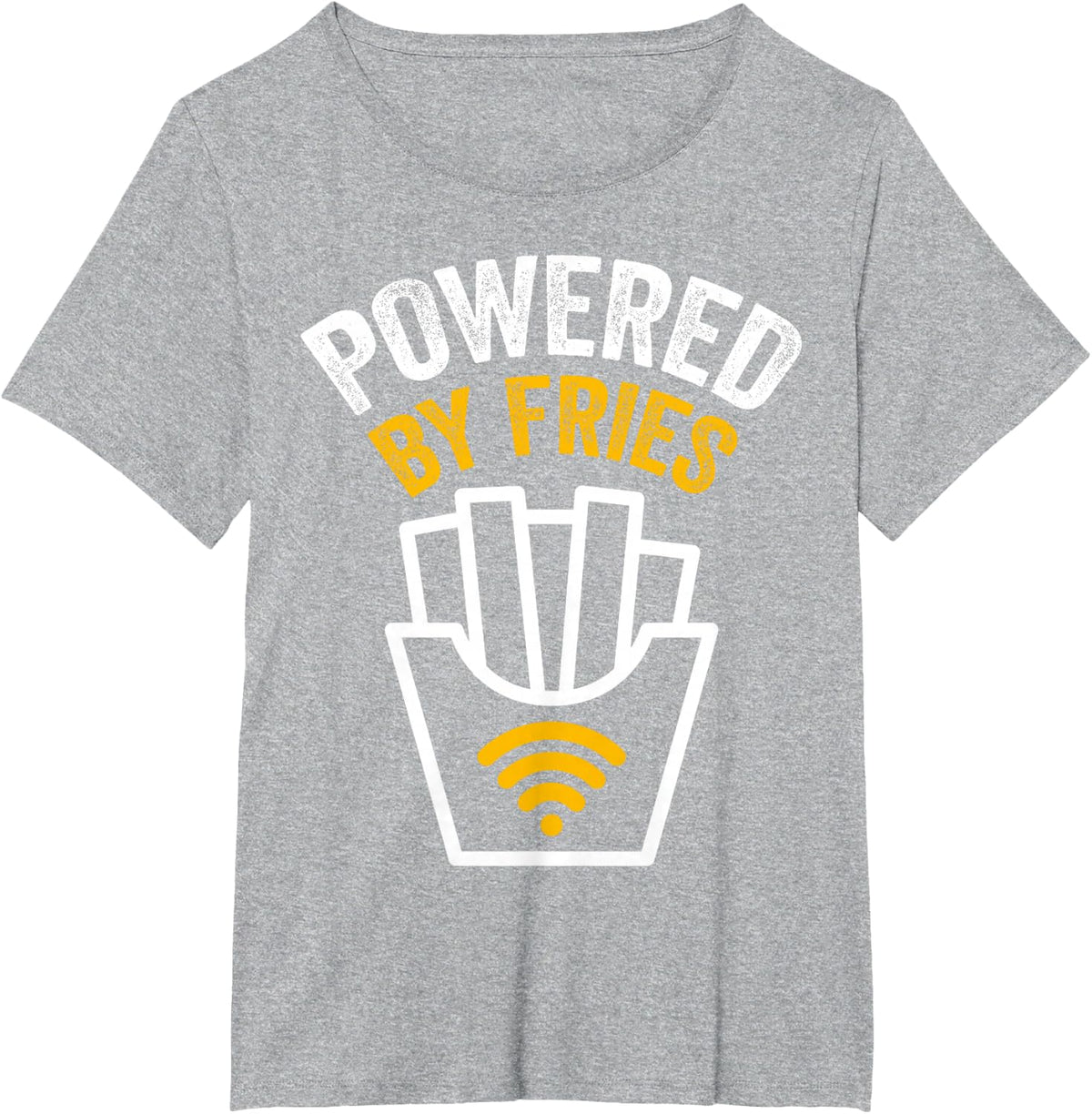 Powered by Fries Shirt - Powered By French Fries T-Shirt - Heather Grey