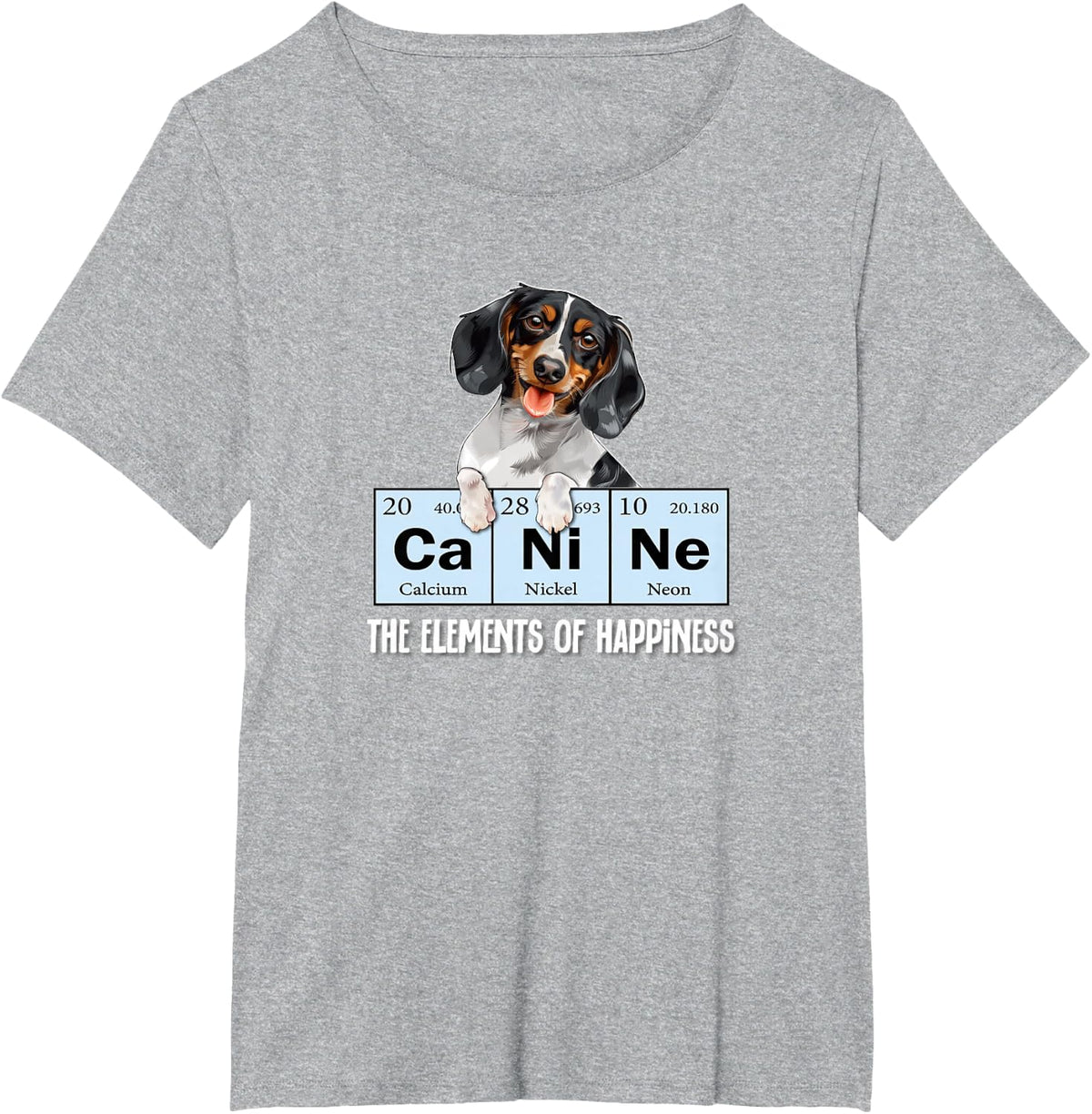 Funny Elements Happiness Piebald Dachshund T-Shirt Tee For Dog Lovers Men Women - Heather Grey