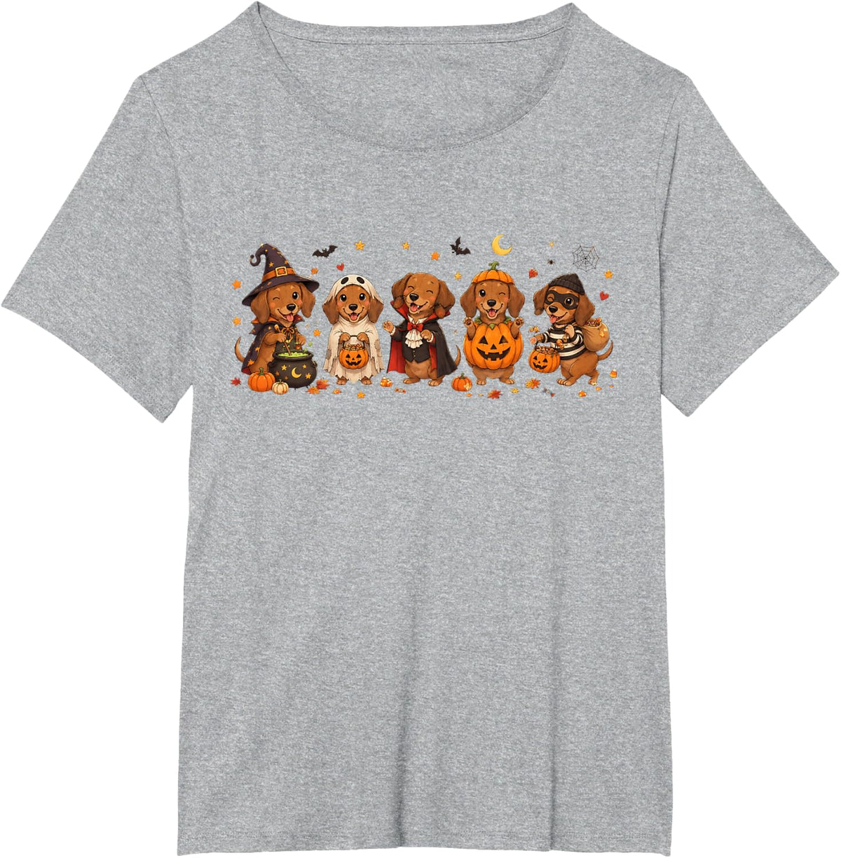 Funny Dachshund Halloween Costume Dogs Spooky Season T-Shirt - Heather Grey