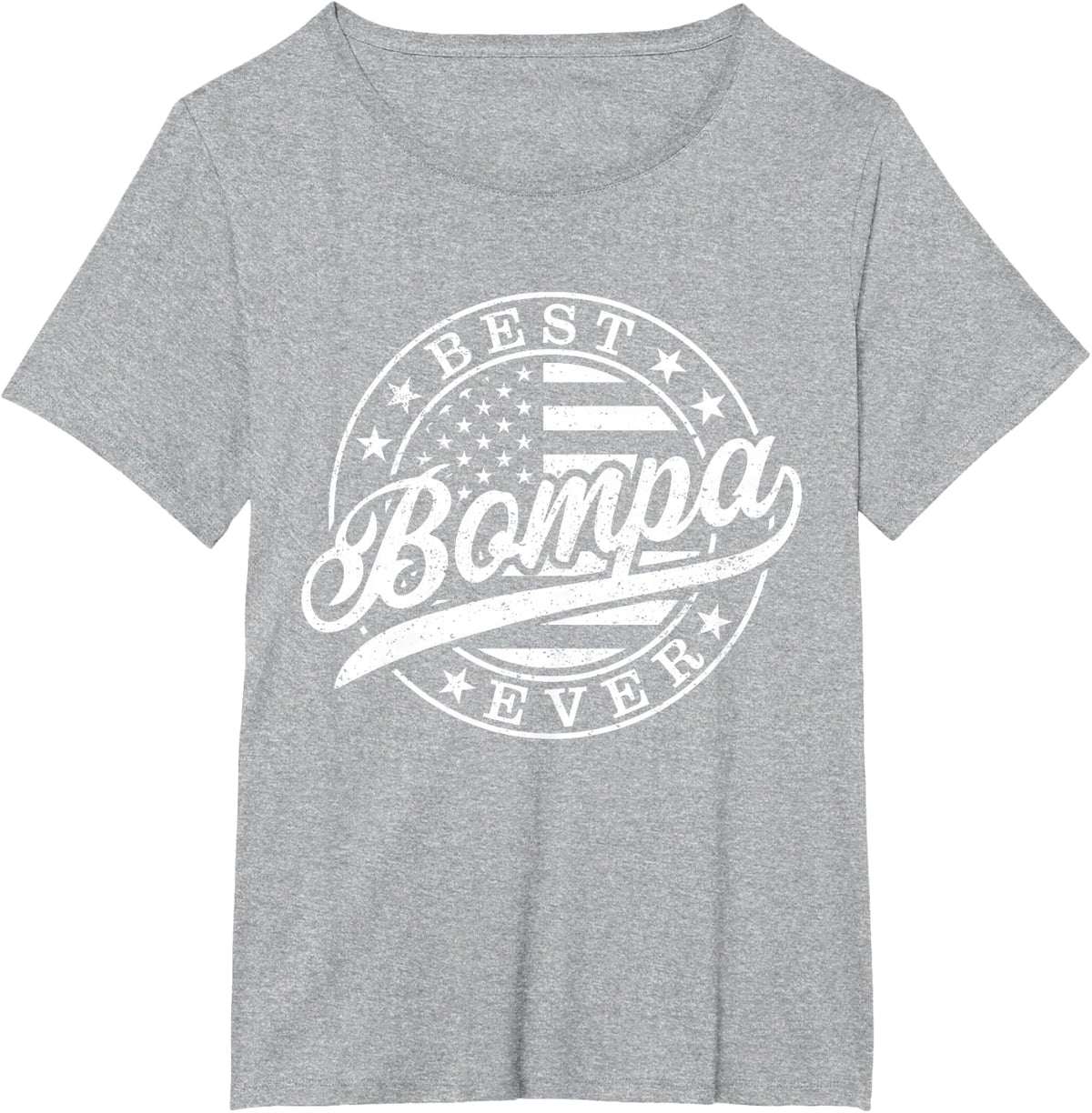 Best Bompa Ever American US Flag Funny Grandpa Father's Day T-Shirt - Heather Grey