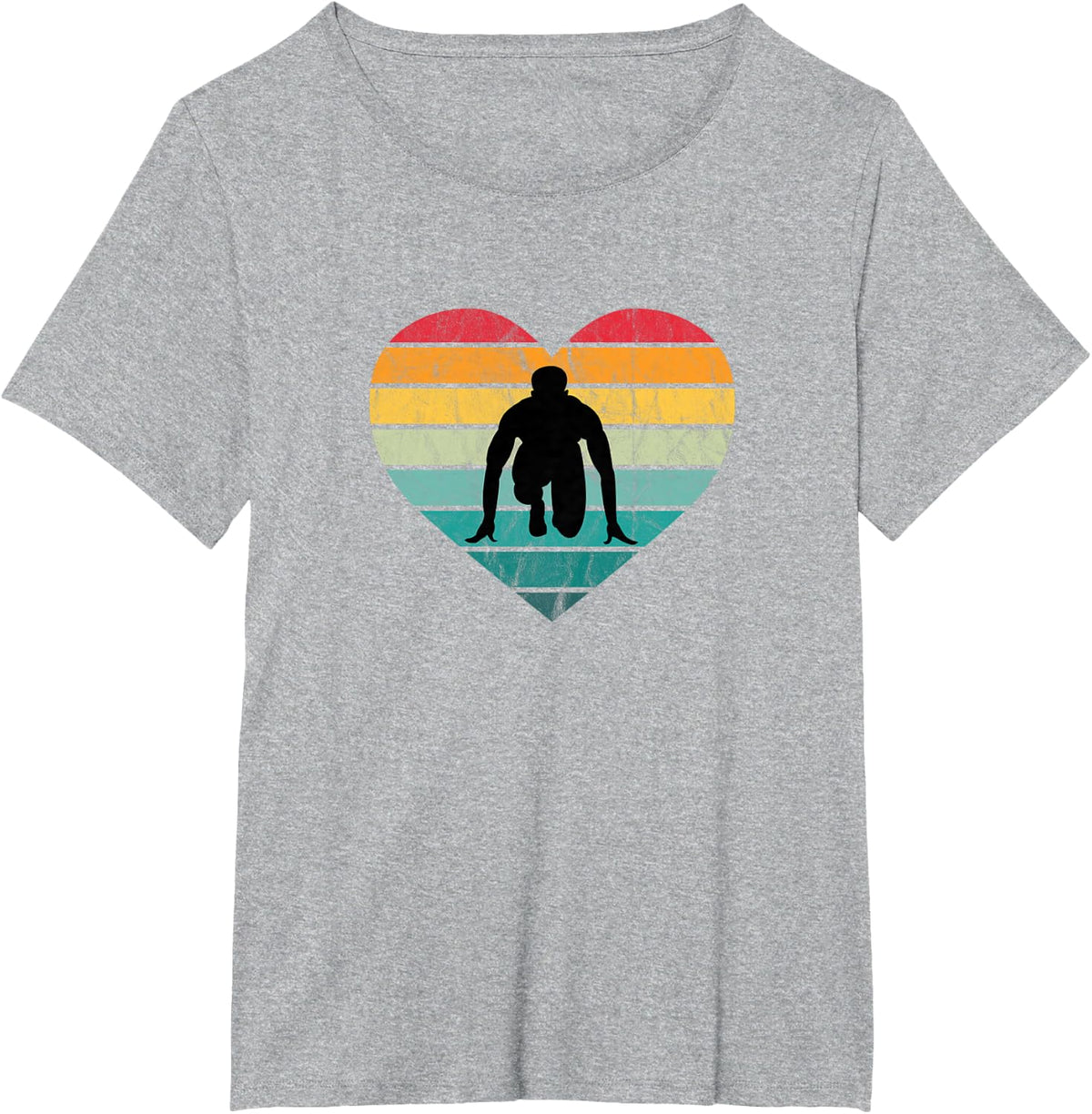 Sprinter in Start Block Sport Race I Love Athletics T-Shirt - Heather Grey