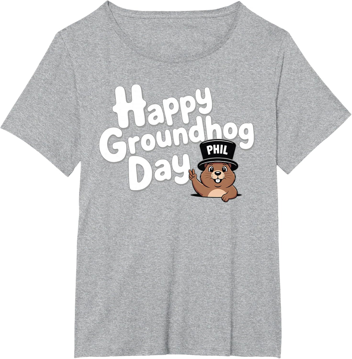 Cute Punxy Phil's Groundhog Day Costume February 2nd Holiday T-Shirt - Heather Grey