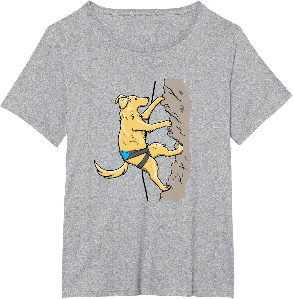 Adventurous Dog Rock Climbing Graphic | Outdoor Boulder T-Shirt - Heather Grey