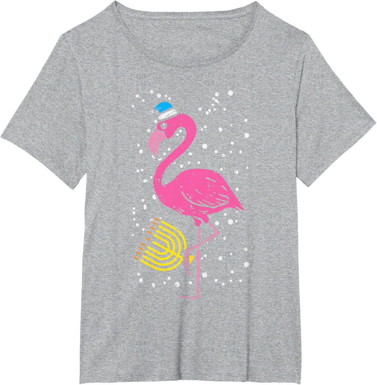 Jewish Flamingo Menorah Bird Lover Hanukkah Chanukah Gift T-Shirt - Heather Grey