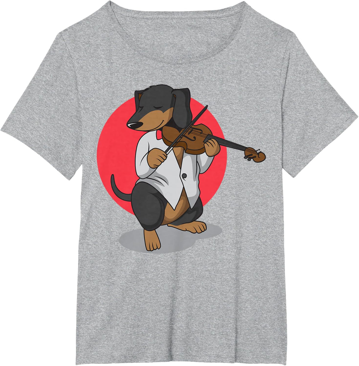 Dachshund Wiener Dog Playing Violin Cute Funny Violinist T-Shirt - Heather Grey