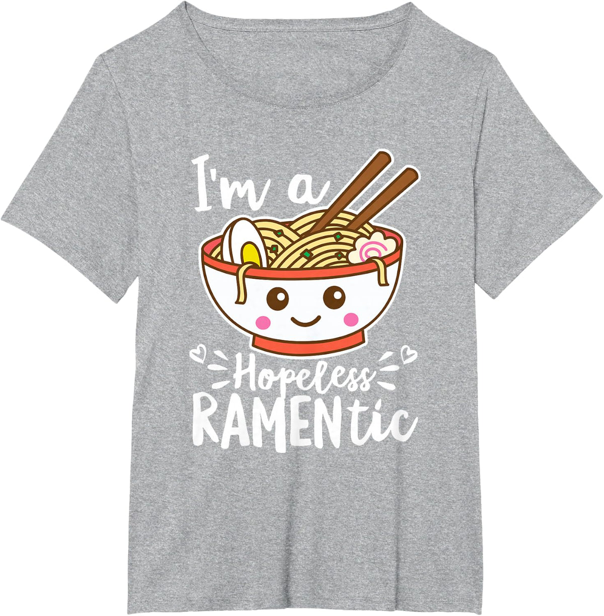Hopeless Ramentic Cute Kawaii Ramen Noodles Pun T-Shirt - Heather Grey
