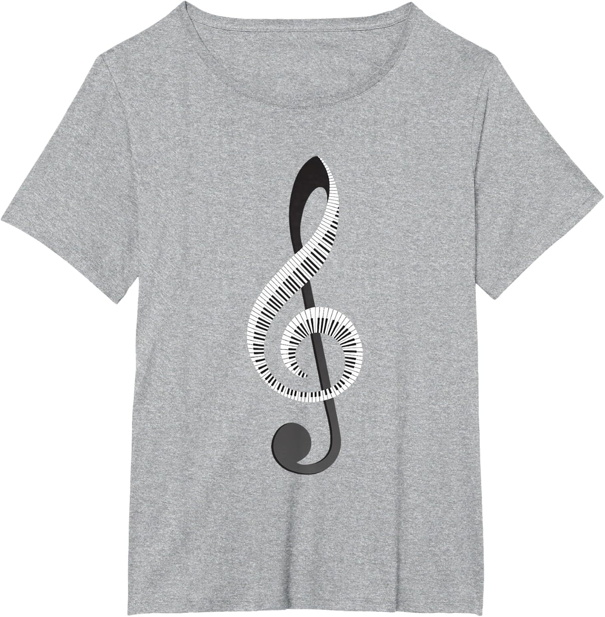 Funny Piano Gift For Men Women Cool Treble Clef Musical Note T-Shirt - Heather Grey