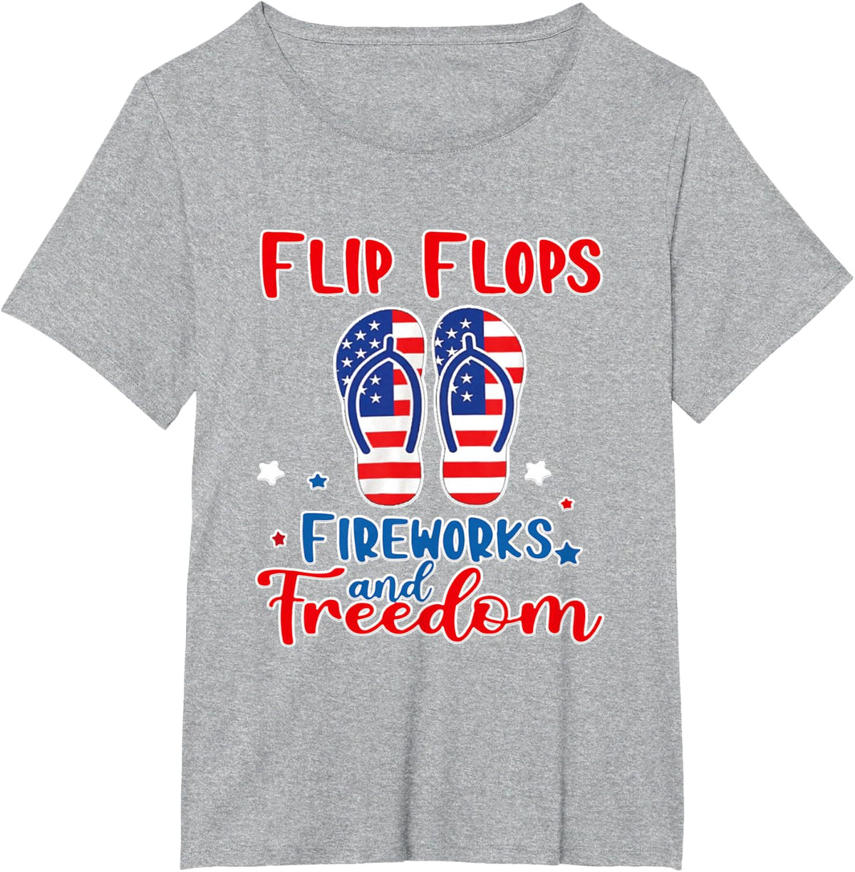 Flip Flops Fireworks Freedom 4th of July Patriotic T-Shirt - Heather Grey