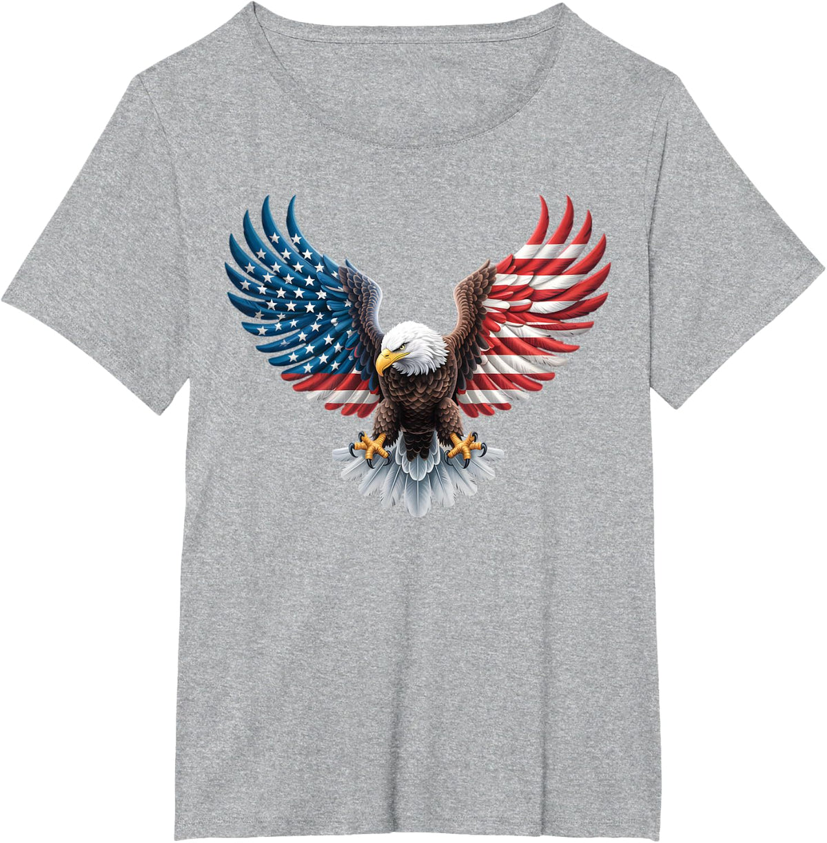 American Flag Bald Eagle Patriotic Pride Tees 4th of July T Shirts USA - Heather Grey
