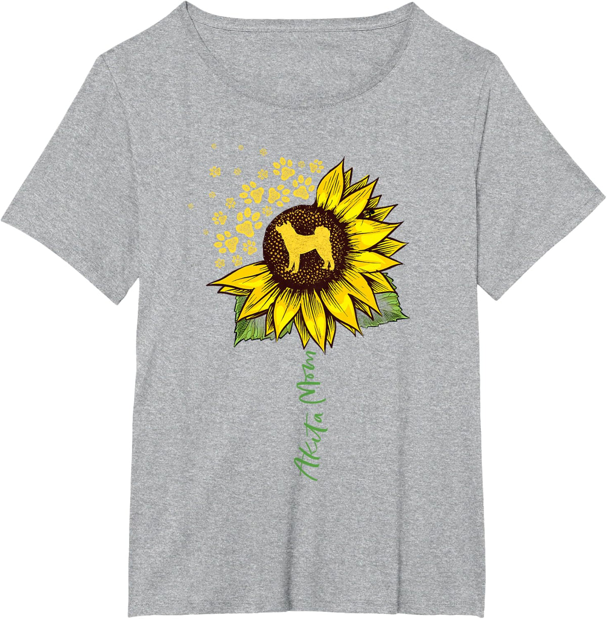 Akita Mom Sunflower Akita Inu Lover Gifts Dog Mom Mama T-Shirt - Heather Grey