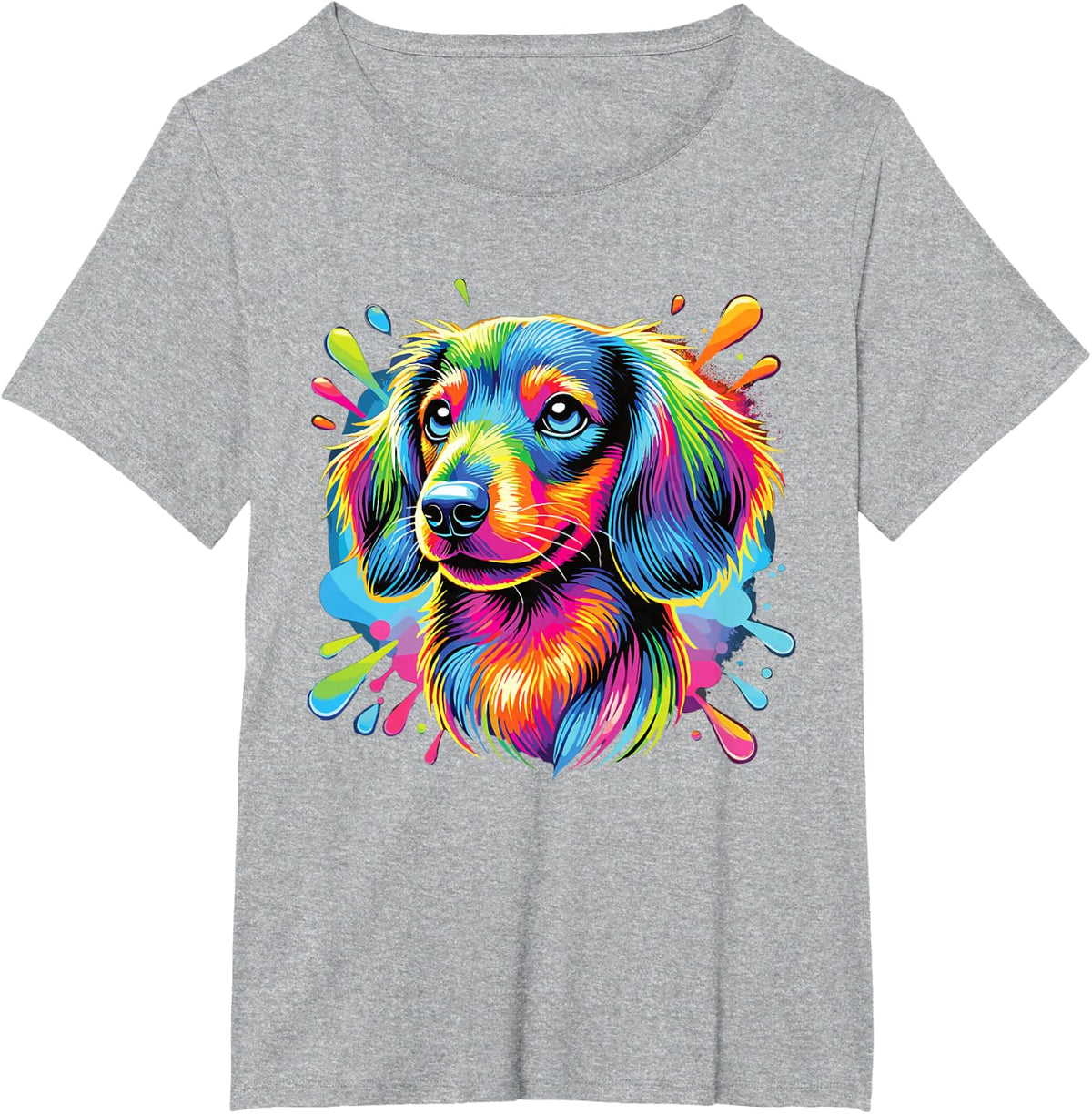 Colorful Dachshund T-Shirt - Heather Grey