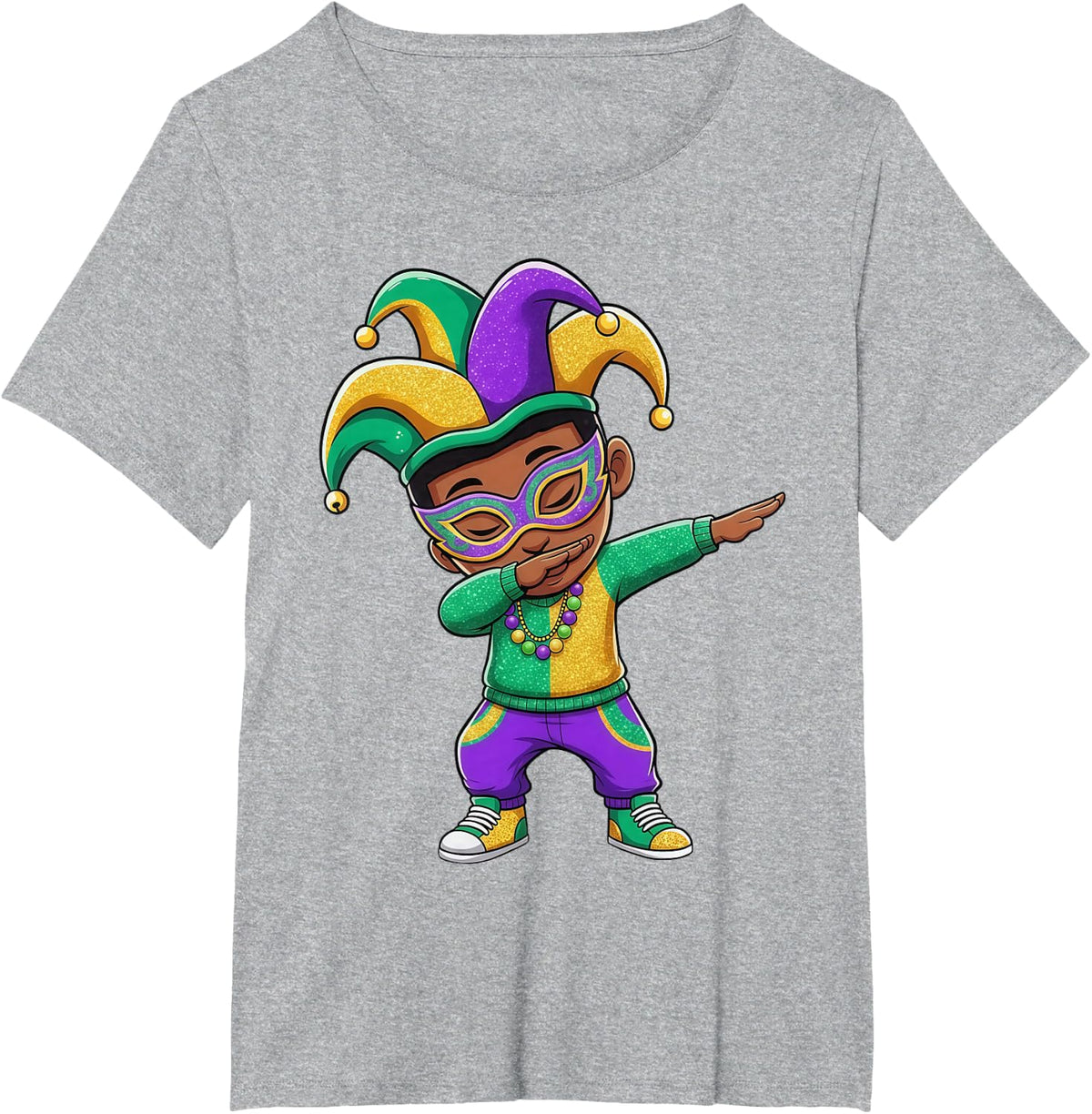 Dabbing Boy Mardi Gras Carnival Mardi Gras 2026 T-Shirt - Heather Grey