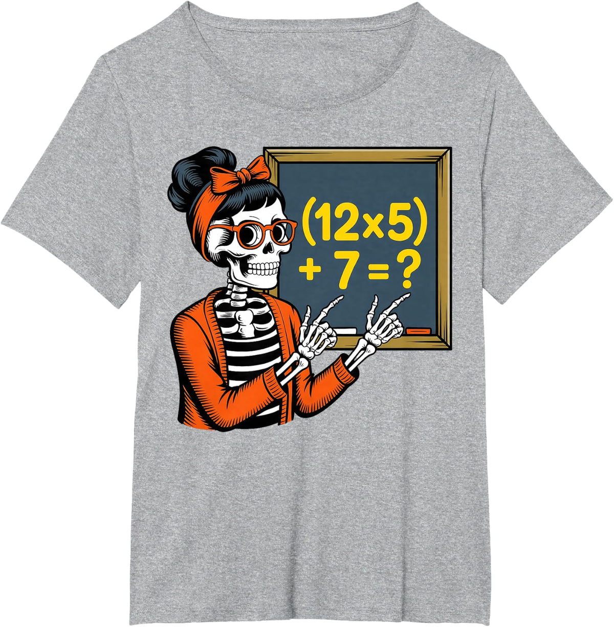 67 Teacher Halloween Skeleton Six Seven Meme Brainrot Math T-Shirt - Heather Grey