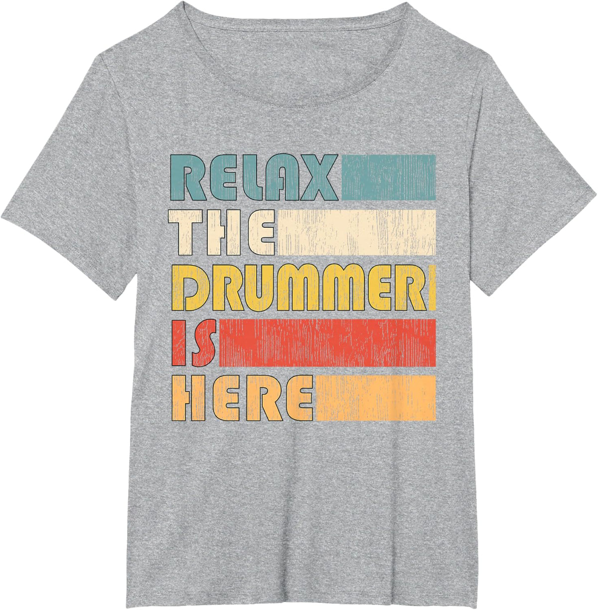 Vintage Drumset Instrument Gifts Relax The Drummer Is Here for Drumset Musician Unisex Adult Black Short Sleeve T-Shirt