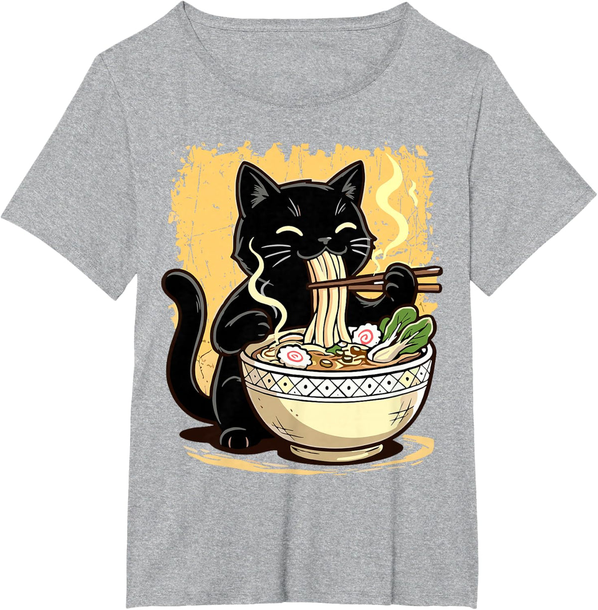 Ramen Japanese Kawaii Cat T-Shirt - Heather Grey